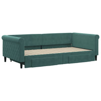 Divano Letto Estraibile Cassetti Verde Scuro 100x200cm Velluto 3197828