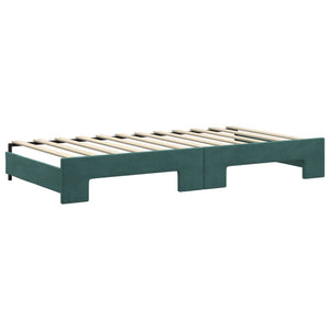 Divano Letto Estraibile Cassetti Verde Scuro 100x200cm Velluto