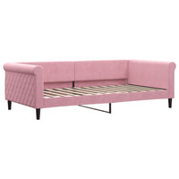 Divano Letto Estraibile con Cassetti Rosa 100x200 cm Velluto 3197829