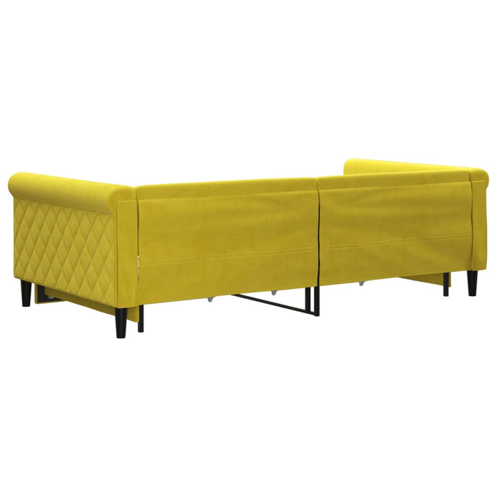 Divano Letto Estraibile con Cassetti Giallo 100x200cm Velluto 3197831