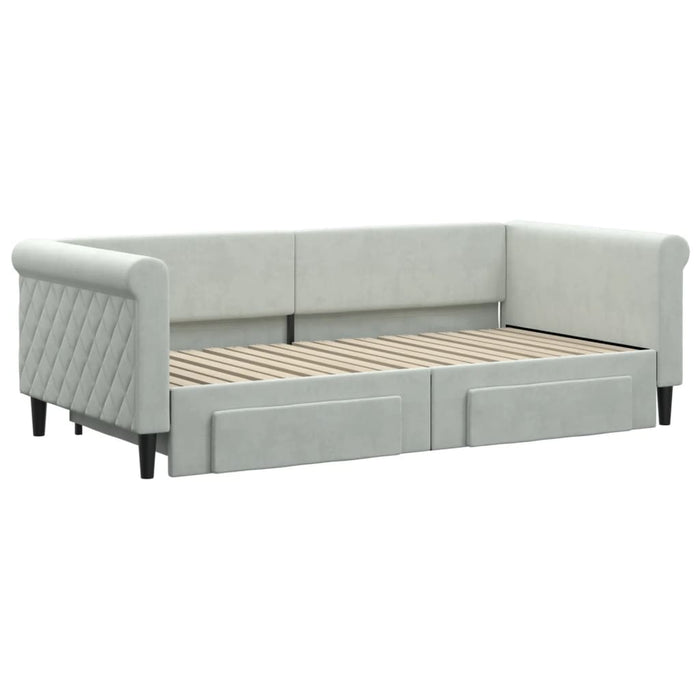 Divano Letto Estraibile Cassetti Grigio Chiaro 90x190cm Vellutocod mxl 106651