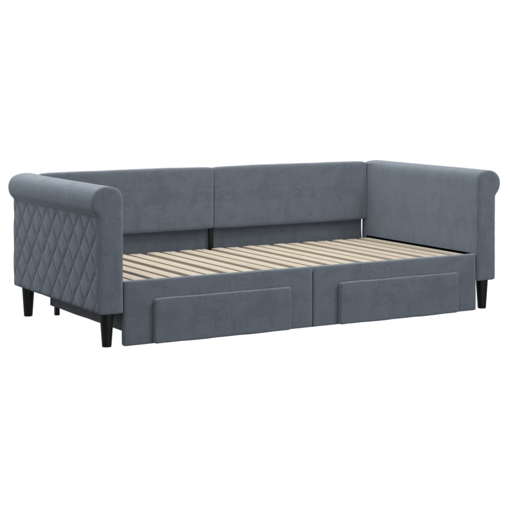 vidaXL Divano Letto Estraibile Cassetti Grigio Scuro 90x190cm Velluto