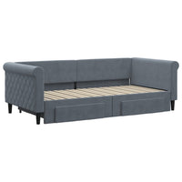 vidaXL Divano Letto Estraibile Cassetti Grigio Scuro 90x190cm Velluto