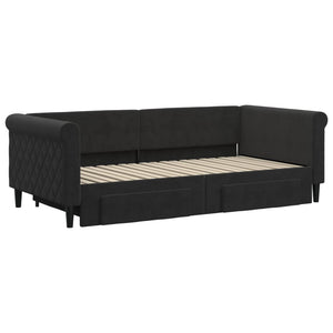 Divano Letto Estraibile con Cassetti Nero 90x190 cm in Velluto 3197834