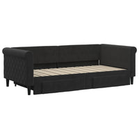 Divano Letto Estraibile con Cassetti Nero 90x190 cm in Velluto