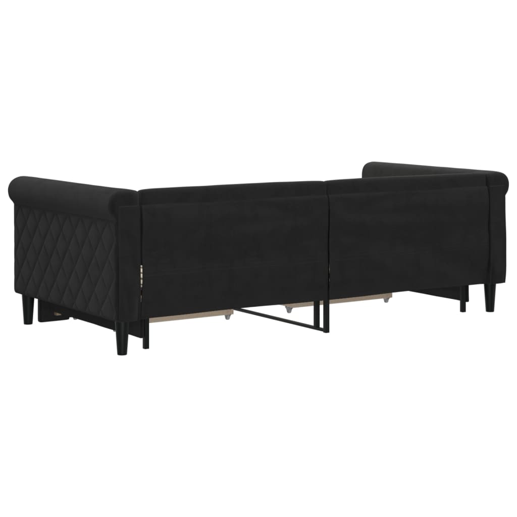 Divano Letto Estraibile con Cassetti Nero 90x190 cm in Velluto 3197834