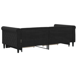 Divano Letto Estraibile con Cassetti Nero 90x190 cm in Velluto
