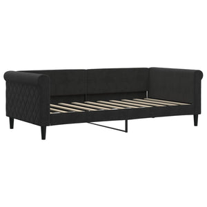 Divano Letto Estraibile con Cassetti Nero 90x190 cm in Velluto