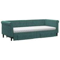 Divano Letto Estraibile Cassetti Verde Scuro 80x200cm Velluto