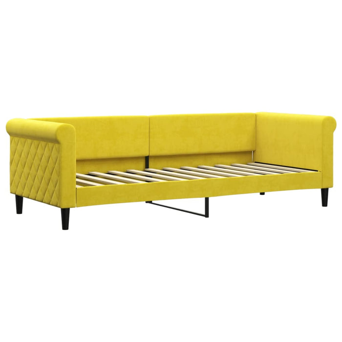 Divano Letto Estraibile con Cassetti Giallo 80x200cm in Velluto