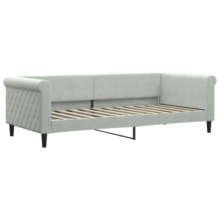 Divano Letto Estraibile Cassetti Grigio Chiaro 90x200cm Velluto
