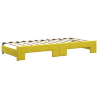 Divano Letto Estraibile con Cassetti Giallo 90x200cm in Velluto