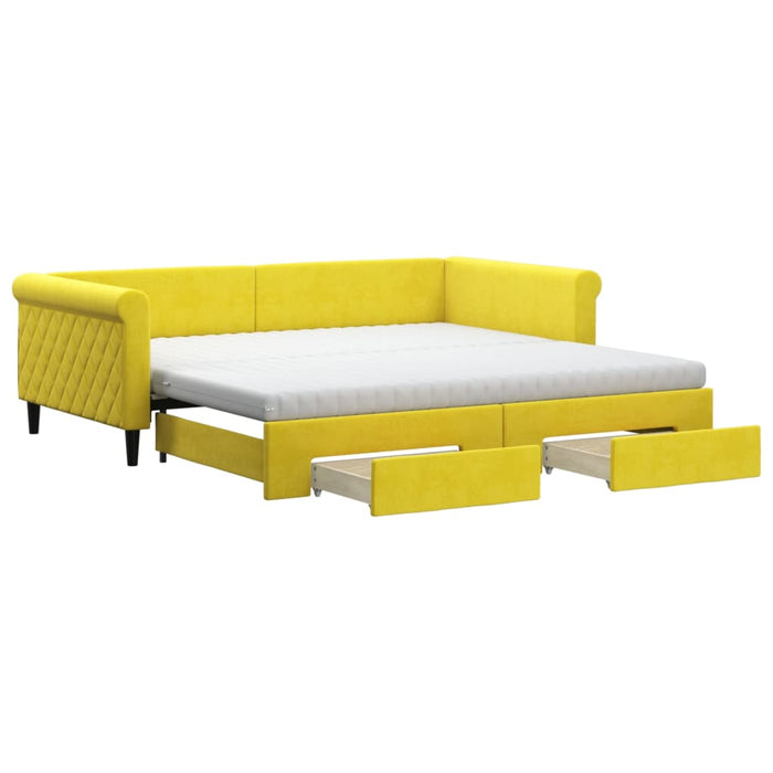 vidaXL Divano Letto Estraibile con Cassetti Giallo 100x200cm Velluto