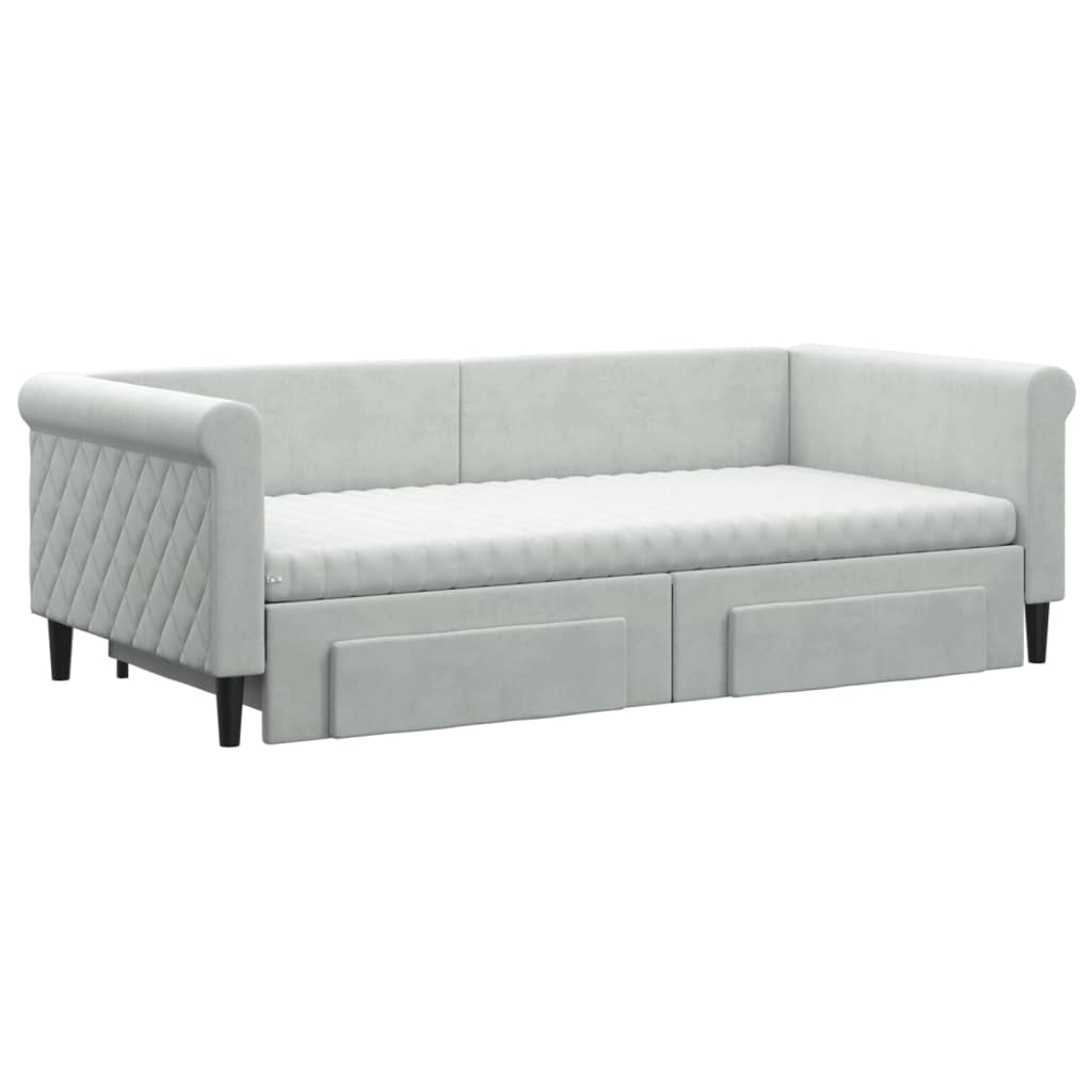 Divano Letto Estraibile Cassetti Grigio Chiaro 90x190cm Vellutocod mxl 130738
