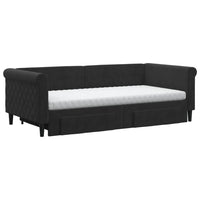 Divano Letto Estraibile con Cassetti Nero 90x190 cm in Velluto