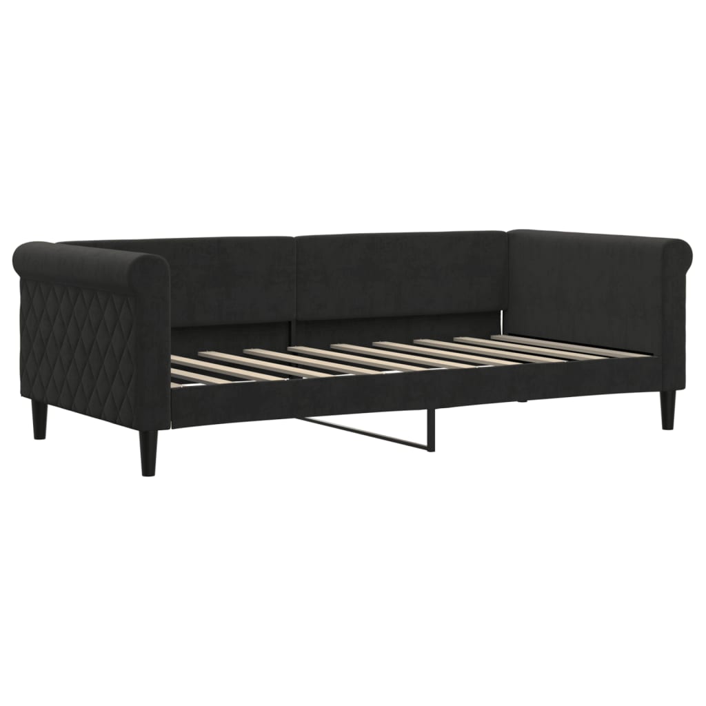 Divano Letto Estraibile con Cassetti Nero 90x190 cm in Velluto 3197858