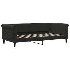 Divano Letto Estraibile con Cassetti Nero 90x190 cm in Velluto