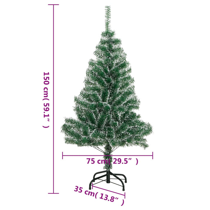 vidaXL Albero di Natale Artificiale con Neve Fioccata Verde 150 cm