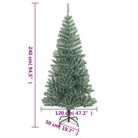 Albero di Natale Artificiale-Albero Natalizio con Neve Fioccata Verde 240 cm