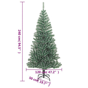 Albero di Natale Artificiale-Albero Natalizio con Neve Fioccata Verde 240 cm