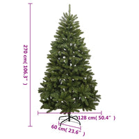 vidaXL Albero di Natale Artificiale Incernierato con Base Verde 270 cm