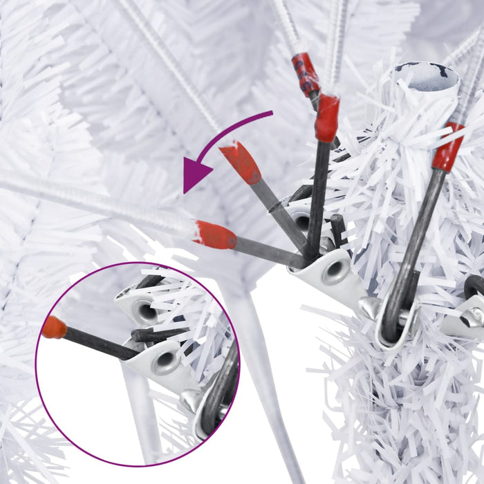 Albero di Natale Artificiale Incernierato con Base Bianco 150cm 357785