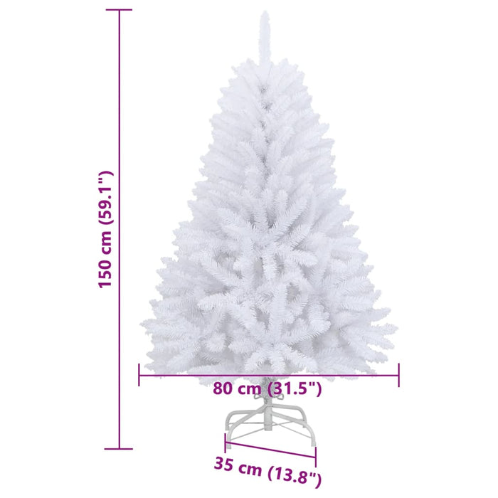 Albero di Natale Artificiale Incernierato con Base Bianco 150cm 357785