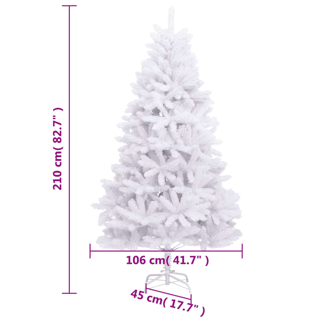 Albero di Natale Artificiale Incernierato con Base Bianco 210cm 357787