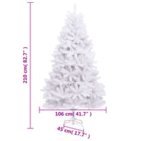 Albero di Natale Artificiale Incernierato con Base Bianco 210cm 357787