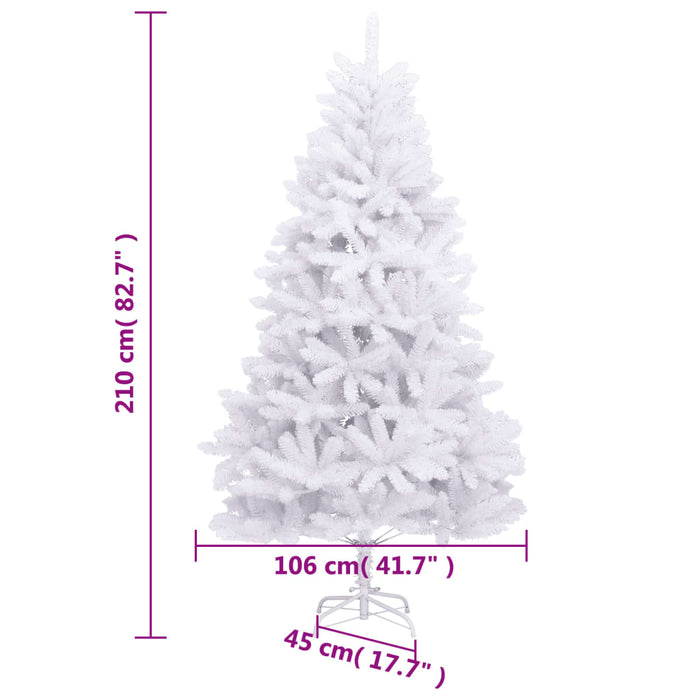 Albero di Natale Artificiale Incernierato con Base Bianco 210cm 357787
