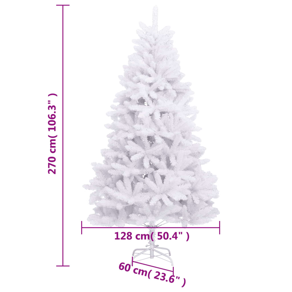 Albero di Natale Artificiale Incernierato con Base Bianco 270cm 357789