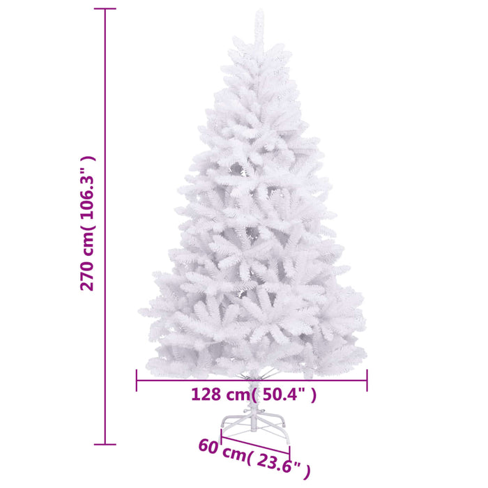 Albero di Natale Artificiale Incernierato con Base Bianco 270cm 357789