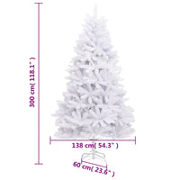 vidaXL Albero di Natale Artificiale Incernierato con Base Bianco 300cm