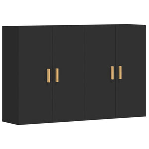 Armadietti a Parete 2 pz Neri in Legno Multistrato 3197874