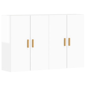 Armadietti a Parete 2 pz Bianco Lucido in Legno Multistratocod mxl 117593
