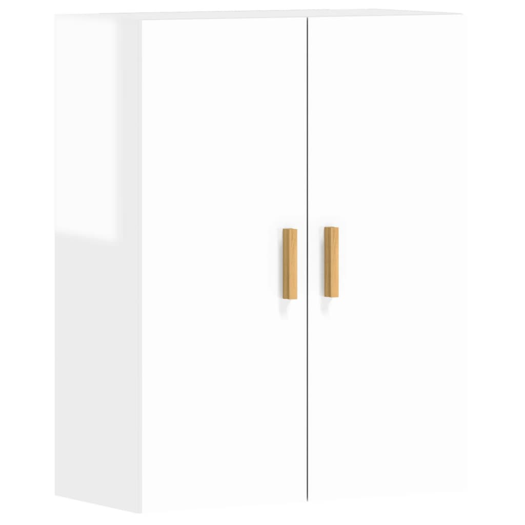 Armadietti a Parete 2 pz Bianco Lucido in Legno Multistrato 3197877