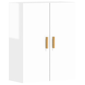 Armadietti a Parete 2 pz Bianco Lucido in Legno Multistrato 3197877