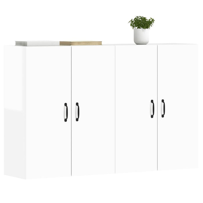 Armadietti a Parete 2 pz Bianco Lucido in Legno Multistratocod mxl 93665
