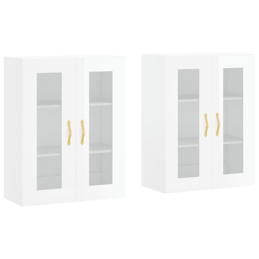 Armadietti a Parete 2 pz Bianco Lucido in Legno Multistratocod mxl 94139