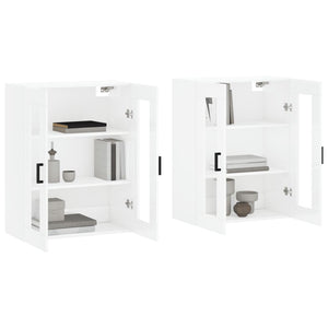 Armadietti a Parete 2 pz Bianco Lucido in Legno Multistrato 3197939