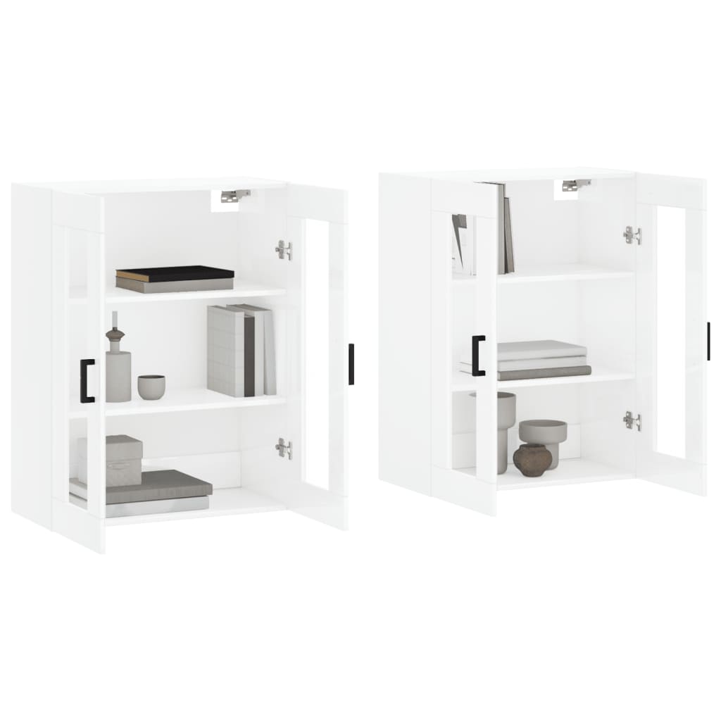 Armadietti a Parete 2 pz Bianco Lucido in Legno Multistratocod mxl 118078