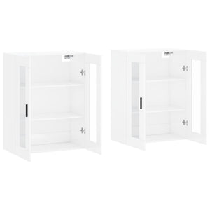 Armadietti a Parete 2 pz Bianco Lucido in Legno Multistrato 3197955