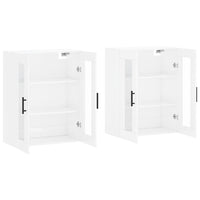 Armadietti a Parete 2 pz Bianco Lucido in Legno Multistrato 3197963