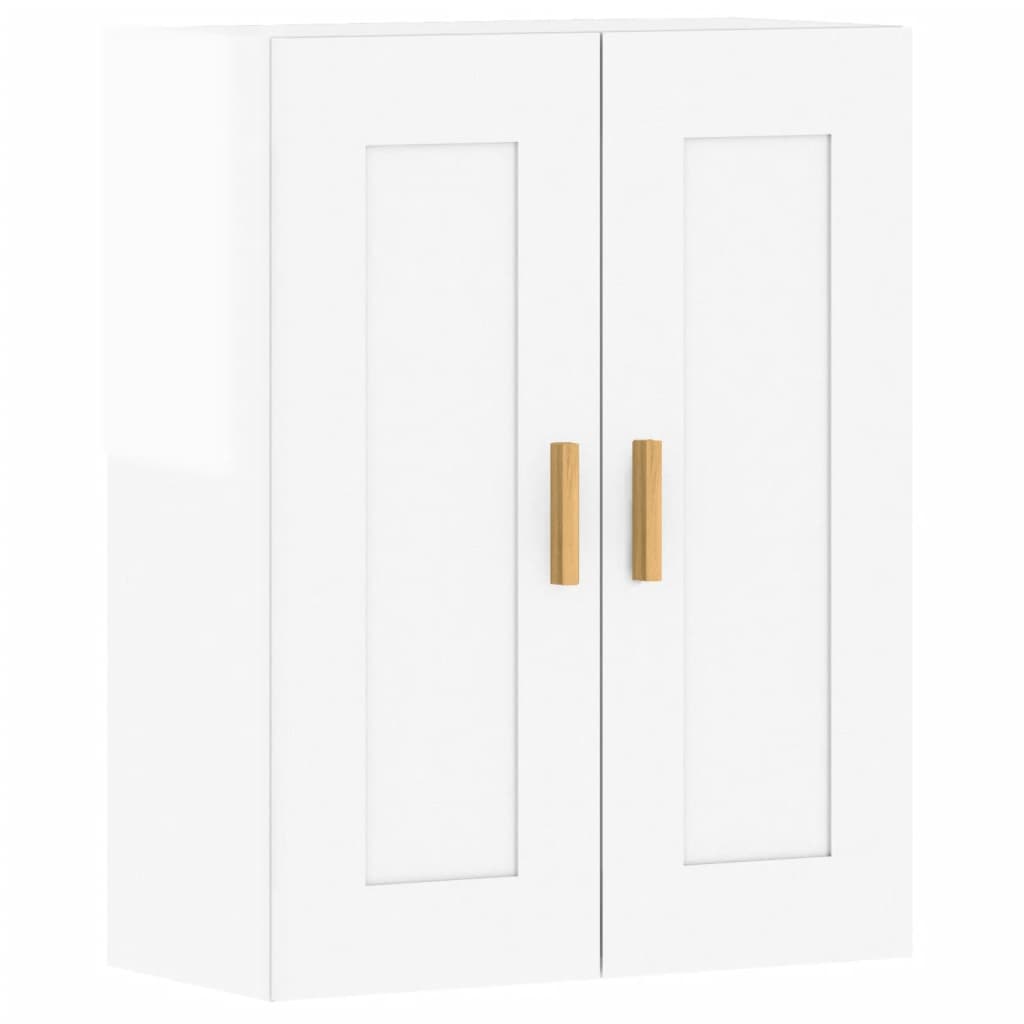 Armadietti a Parete 2 pz Bianco Lucido in Legno Multistrato 3197981