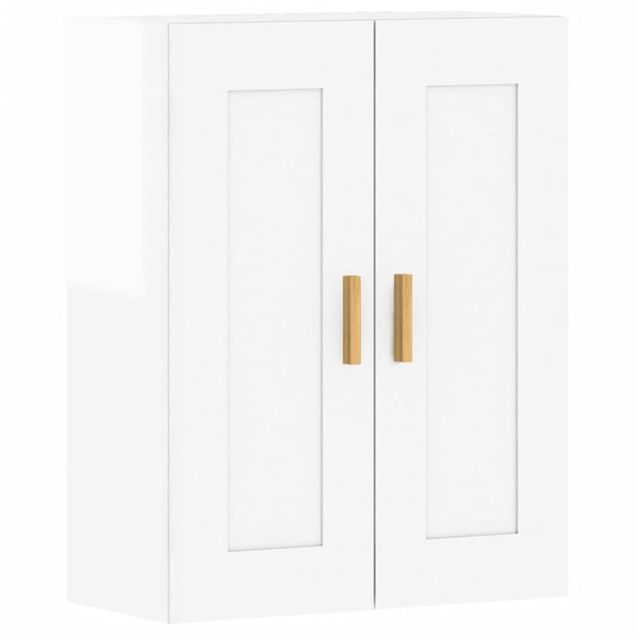 Armadietti a Parete 2 pz Bianco Lucido in Legno Multistrato 3197981