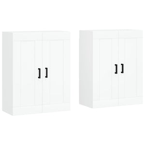 Armadietti a Parete 2 pz Bianchi in Legno Multistrato 3198017