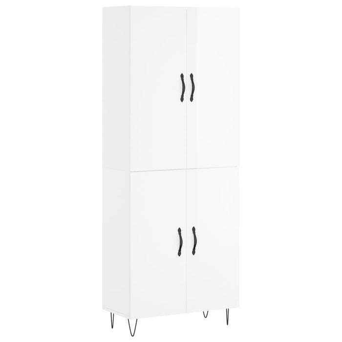 Credenza Bianco Lucido 69,5x34x180 cm in Legno Multistrato 3198059