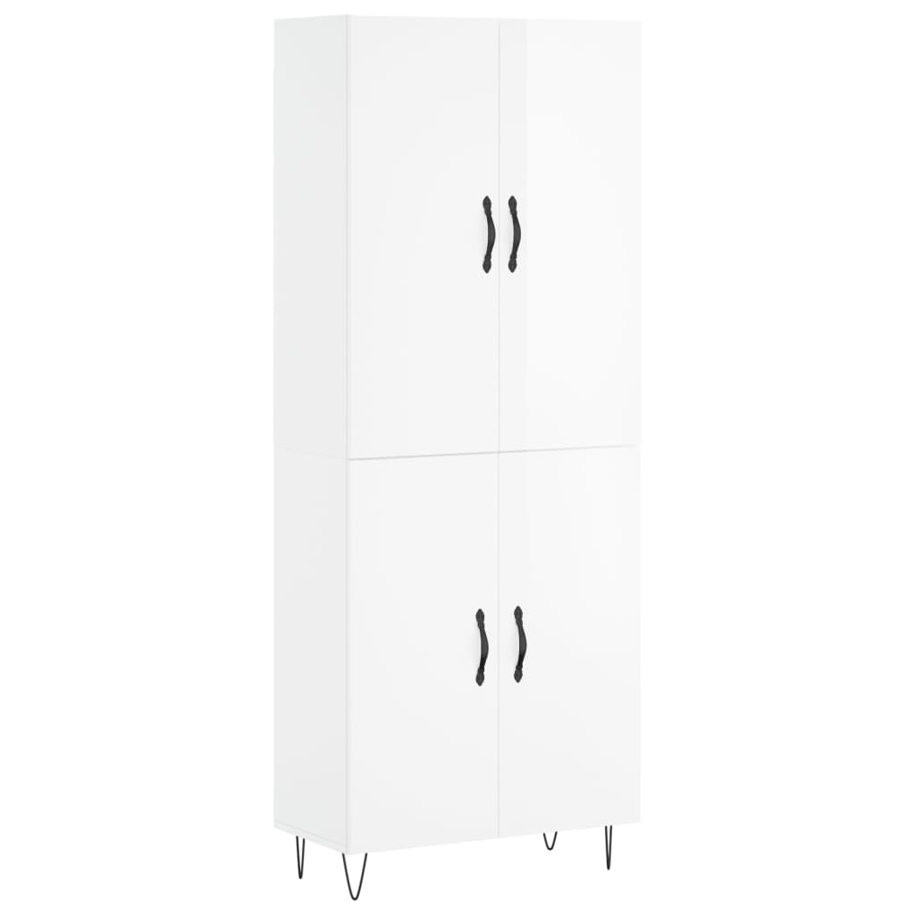 Credenza Bianco Lucido 69,5x34x180 cm in Legno Multistratocod mxl 107426