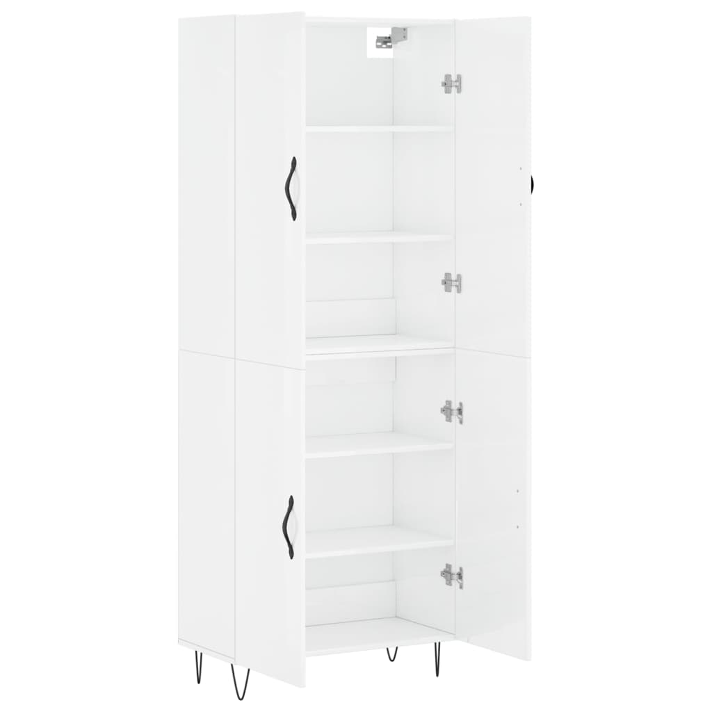Credenza Bianco Lucido 69,5x34x180 cm in Legno Multistrato 3198059