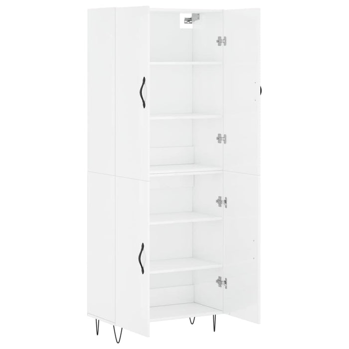 Credenza Bianco Lucido 69,5x34x180 cm in Legno Multistrato 3198059